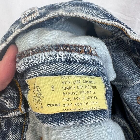 Chic VTG Y2K Acid Wash Pleated Front Denim Jeans Size 8* (0-2 SMALL)* Retro 80s - Picture 9 of 11